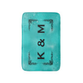 パーソナライズされたモノグラムのカスタムティール(緑がかった色)グリーンスワール バスマット (正面縦)