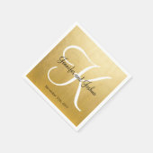 パーソナライズされたモノグラムのカスタム金ホイル結婚ズ スタンダードカクテルナプキン (角)