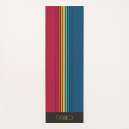 パーソナライズされたモノグラムのカラフルストライプの ヨガマット