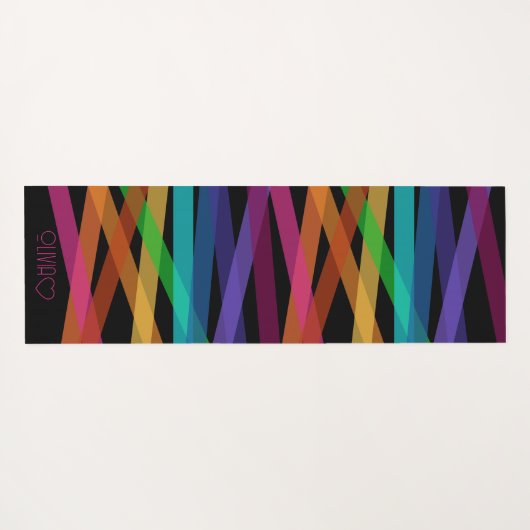 パーソナライズされたモノグラムのカラフルストライプの ヨガマット (裏面(横))