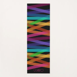 パーソナライズされたモノグラムのカラフルストライプの ヨガマット