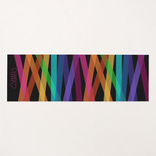 パーソナライズされたモノグラムのカラフルストライプの ヨガマット (正面(横))