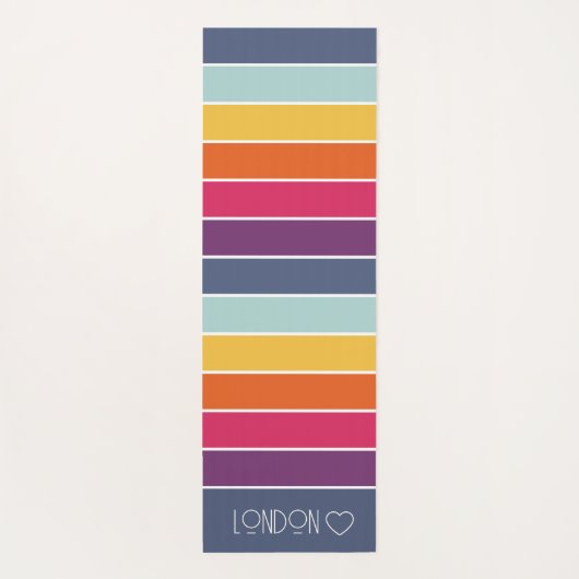 パーソナライズされたモノグラムのカラフルストライプの ヨガマット (裏面)