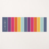 パーソナライズされたモノグラムのカラフルストライプの ヨガマット (正面(横))