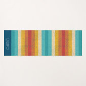 パーソナライズされたモノグラムのカラフルストライプの ヨガマット (正面(横))