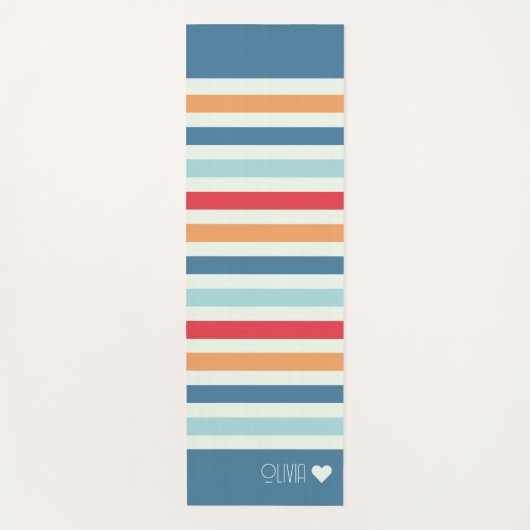 パーソナライズされたモノグラムのストライプの ヨガマット (正面)