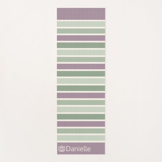 パーソナライズされたモノグラムのストライプのGreen Lotus ヨガマット (正面)