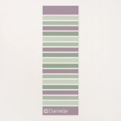 パーソナライズされたモノグラムのストライプのGreen Lotus ヨガマット (裏面)