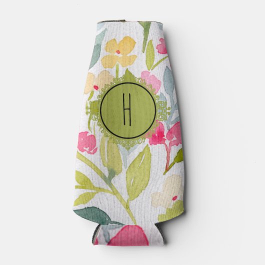 パーソナライズされたモノグラムのフローラ ボトルクーラー (正面)