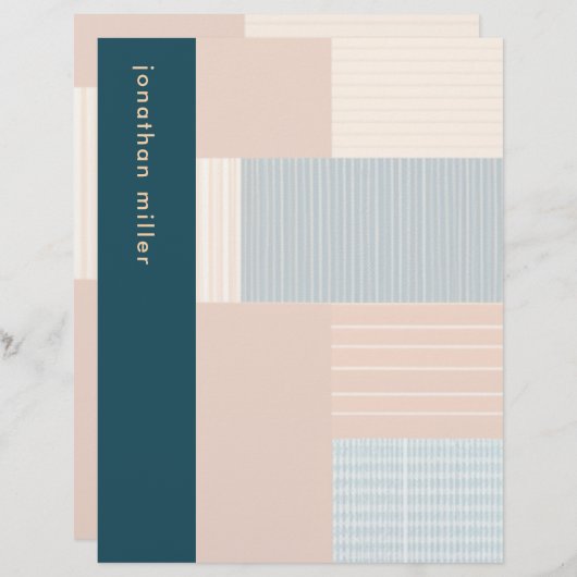 パーソナライズされたモノグラムのモダン文房具 レターヘッド (正面/裏面)