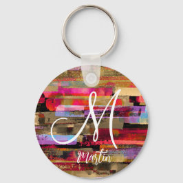 パーソナライズされたモノグラムの抽象芸術 キーホルダー