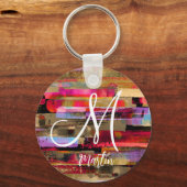 パーソナライズされたモノグラムの抽象芸術 キーホルダー (裏面)