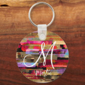 パーソナライズされたモノグラムの抽象芸術 キーホルダー (正面)