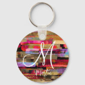 パーソナライズされたモノグラムの抽象芸術 キーホルダー (裏面)
