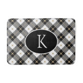 パーソナライズされたモノグラムの白黒金ゴールド バスマット (正面)