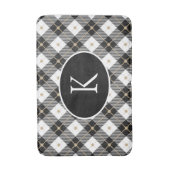 パーソナライズされたモノグラムの白黒金ゴールド バスマット (正面縦)