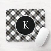 パーソナライズされたモノグラムの白黒金ゴールド マウスパッド (マウス)