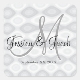 パーソナライズされたモノグラムの結婚式用シール スクエアシール