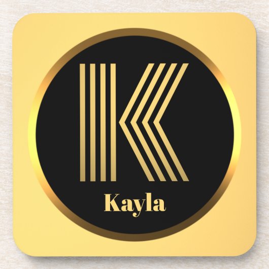 パーソナライズされたモノグラムの金ゴールドK コースター (正面)