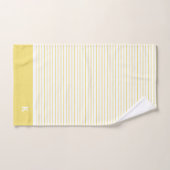 パーソナライズされたモノグラムの黄ストライプの科 バスタオルセット (ハンドタオル)