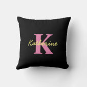 パーソナライズされたモノグラムの黒モダン クッション (裏面)