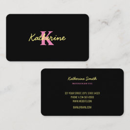 パーソナライズされたモノグラムの黒モダン 名刺