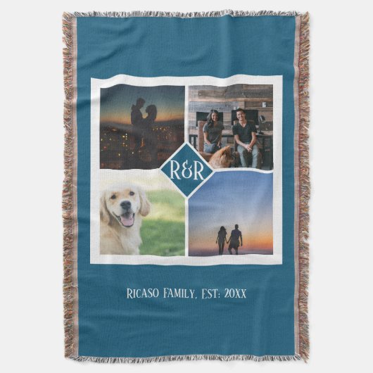 パーソナライズされたモノグラムの4枚 スローブランケット (正面縦)