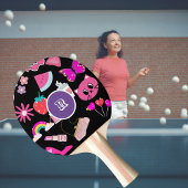 パーソナライズされたモノグラムカラフルピンキガーリーー 卓球ラケット