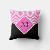 パーソナライズされたモノグラムピンクの白いシェブロン投げピル クッション (裏面)