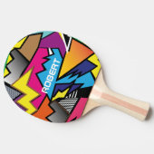 パーソナライズされたモノグラム名モダンカラフル漫画 卓球ラケット (横)