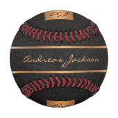 パーソナライズされたモノグラム名モダン黒金ゴールド 野球ボール (正面)