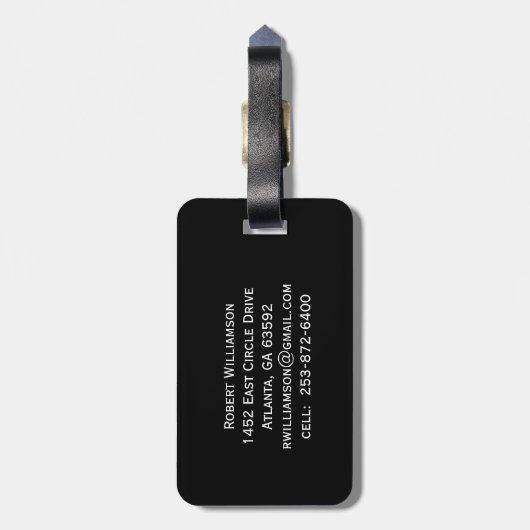 パーソナライズされたモノグラム名白黒 ラゲッジタグ (裏面縦)