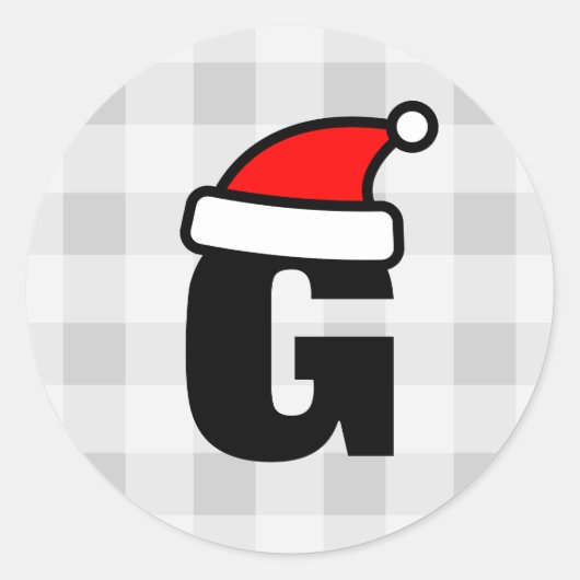パーソナライズされたモノグラム文字クリスマスサンタハット ラウンドシール (正面)