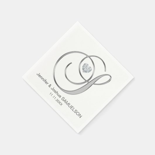 パーソナライズされたモノグラム文字S白結婚文字 スタンダードカクテルナプキン (角)