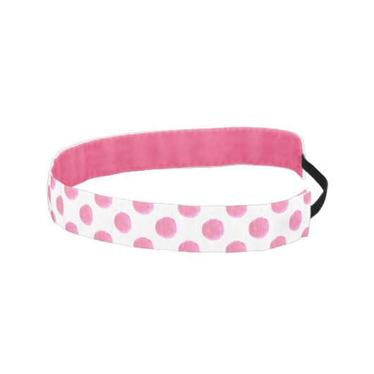 パーソナライズされたモノグラム水色ピンク水玉模様 アスレチックヘッドバンド (右)