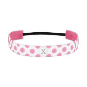 パーソナライズされたモノグラム水色ピンク水玉模様 アスレチックヘッドバンド (正面)
