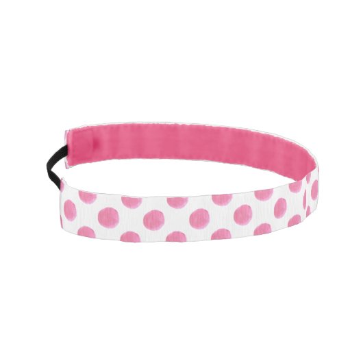 パーソナライズされたモノグラム水色ピンク水玉模様 アスレチックヘッドバンド (左)