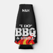 パーソナライズされたモノグラムi do BBQパーティーボトルクール ボトルクーラー (正面)