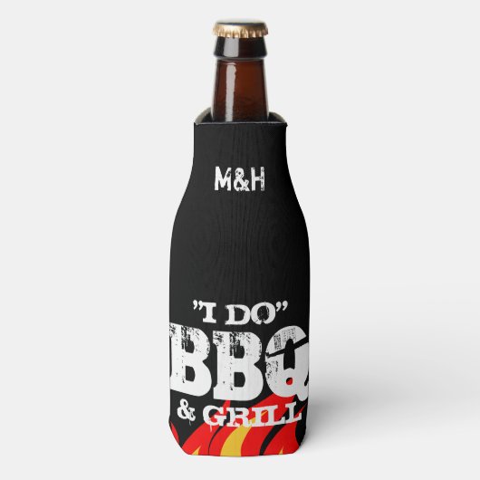 パーソナライズされたモノグラムi do BBQパーティーボトルクール ボトルクーラー (ボトル正面)
