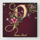 パーソナライズされたモノグラムP壁時計 スクエア壁時計 (正面)