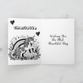 パーソナライズされたユニコーンとフラワーガールズ誕生日 カード (内部)