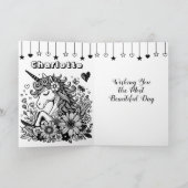 パーソナライズされたユニコーンとフラワーガールズ誕生日 カード (内部)