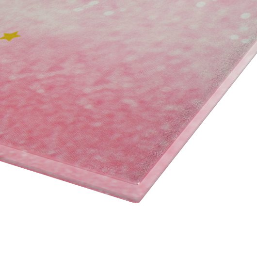 パーソナライズされたユニコーングラデーショングリッターガラス切断 カッティングボード (角)