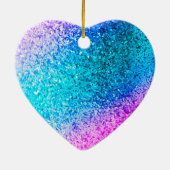 パーソナライズされたユニコーングラデーショングリッタークリスマスオーナメント セラミックオーナメント (裏面)