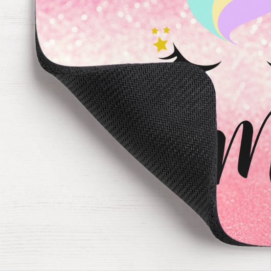 パーソナライズされたユニコーングラデーショングリッターマウスパッド マウスパッド (コーナー)