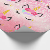 パーソナライズされたユニコーングラデーショングリッター包装紙 ラッピングペーパー (角)