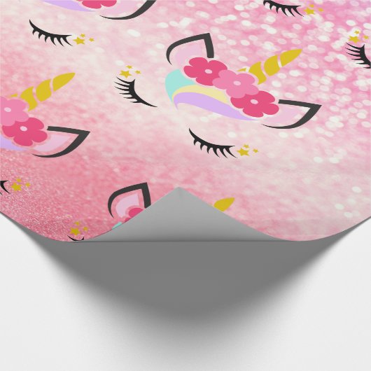 パーソナライズされたユニコーングラデーショングリッター包装紙 ラッピングペーパー (角)
