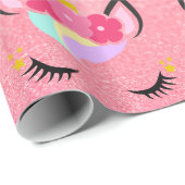 パーソナライズされたユニコーングラデーショングリッター包装紙 ラッピングペーパー (ロールコーナー)