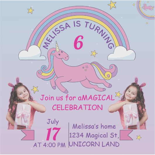 パーソナライズされたユニコーン誕生日シール シール (正面)