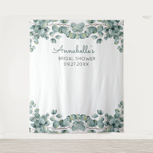 パーソナライズされたユーカリのブライダルシャワーの写真プロップ タペストリー (正面)